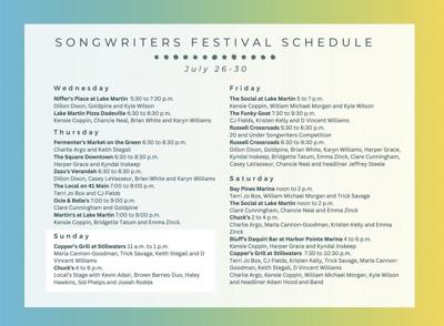 Songwriters festival schedule