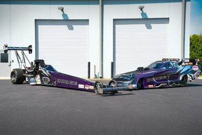 Dodge and Tony Stewart Racing celebrate the return of NHRA National event racing to Michigan for the first time in 66 years with the reveal of new Dodge Charger Super Bee and Purple Haze color-themed race car liveries leading up to the inaugural Dodge N...