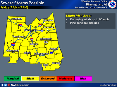 Severe storms possible across state Friday, some thunderstorms possible today and tomorrow