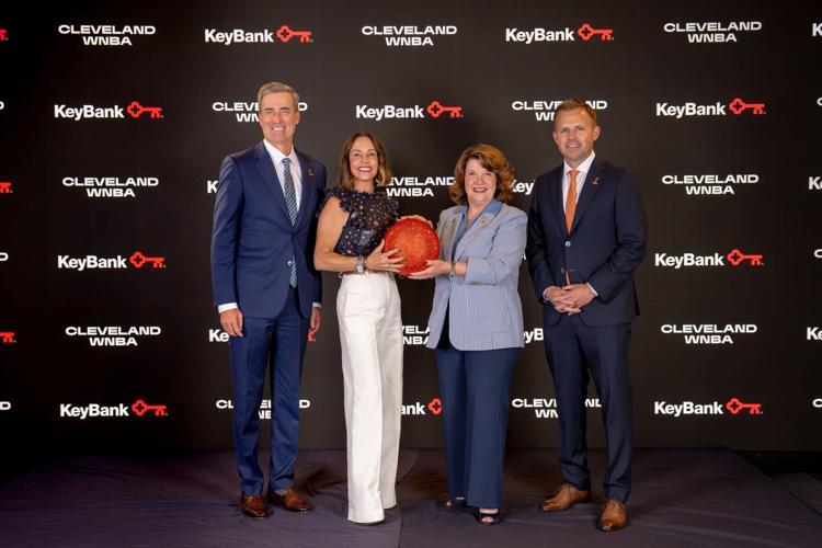 From L to R: Chris Gorman - KeyCorp Chairman and Chief Executive Officer, Allison Howard - President of Business Operations for Cleveland WNBA, Trina Evans - KeyCorp Chief of Staff and Director of Corporate Center, and Nic Barlage - CEO of Rock Entert...