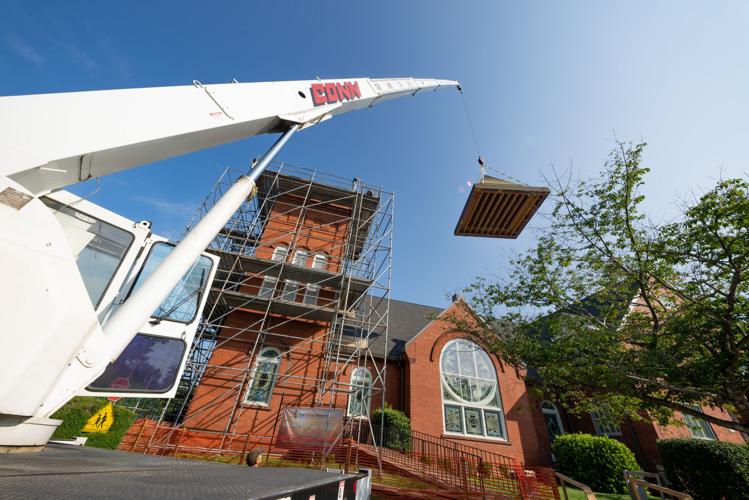 Tower of First United Methodist Church Gets a New Roof