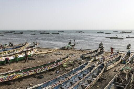 Pirogues at a Mbour beach, a known departure point for migrants trying to reach Europe through the Atlantic route