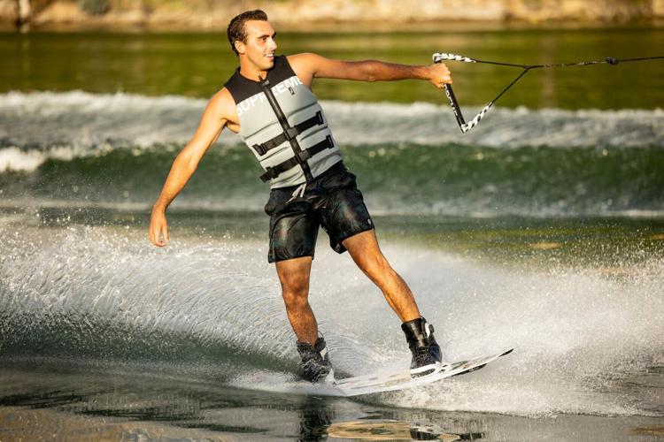 Tigé Brand Experience Manager and Pro Rider Team Lead, Jake Pelot wakeboarding behind the Tigé Z3.