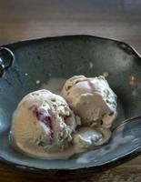 Vanilla Ice Cream with Cranberry Coulis