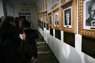 Journalists allowed access to the famed West Collonade note new plaques had been installed under the presidents