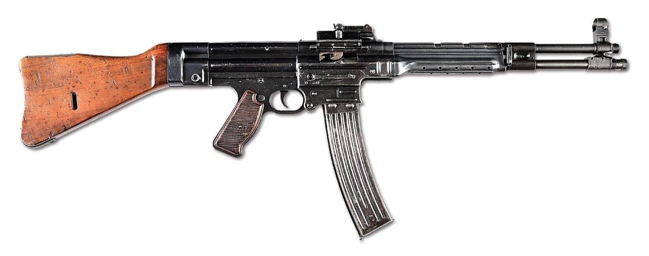 Rare World War II German C G Haenel MKb.42(H) machine gun - the very first Sturmgewehr - a select-fire rifle that used an intermediate-size cartridge able to fulfill many combat roles. Sold for $270,600