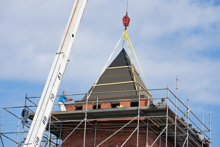 Tower of First United Methodist Church Gets a New Roof