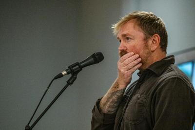 Graham Platner at a town hall on June 7, 2026, in Portland, Maine.