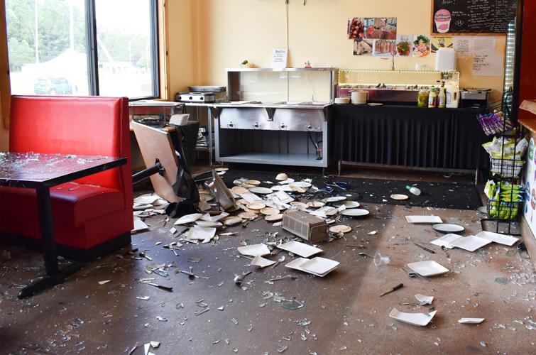 Deer jumps through Sun’s Diner, causes damage