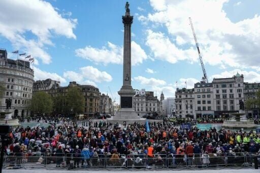The protesters gathered in London's Trafalgar Square