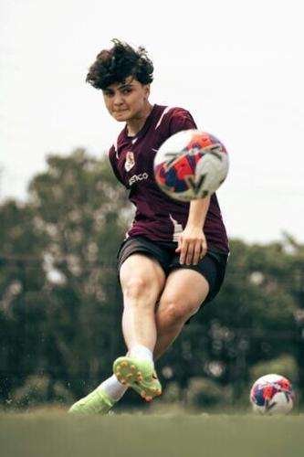 A Brisbane Roar photo shows Iranian footballer Fatemeh Pasandideh training with the Australian club
