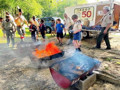 Scouts properly dispose of flags