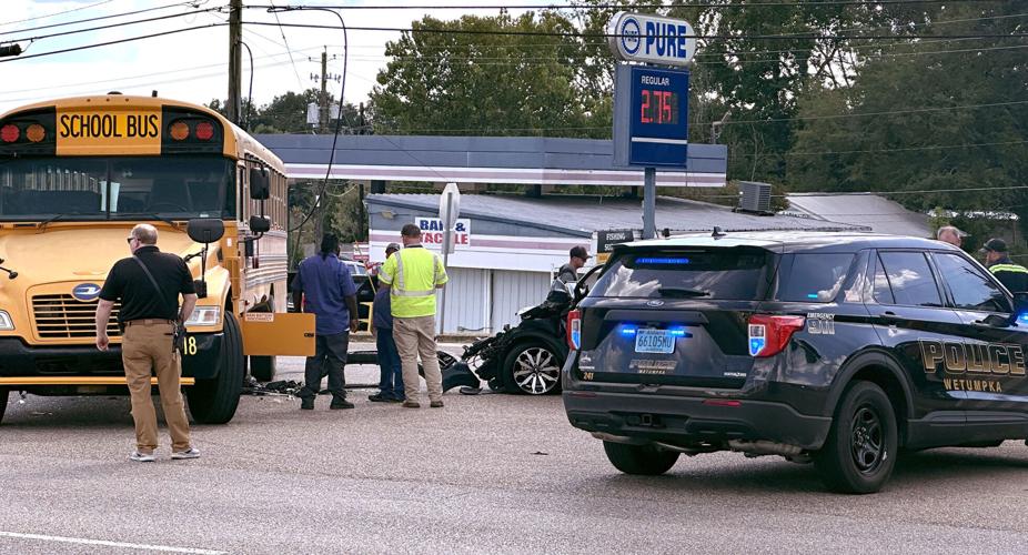PHOTOS: Collision between car and Elmore County school bus