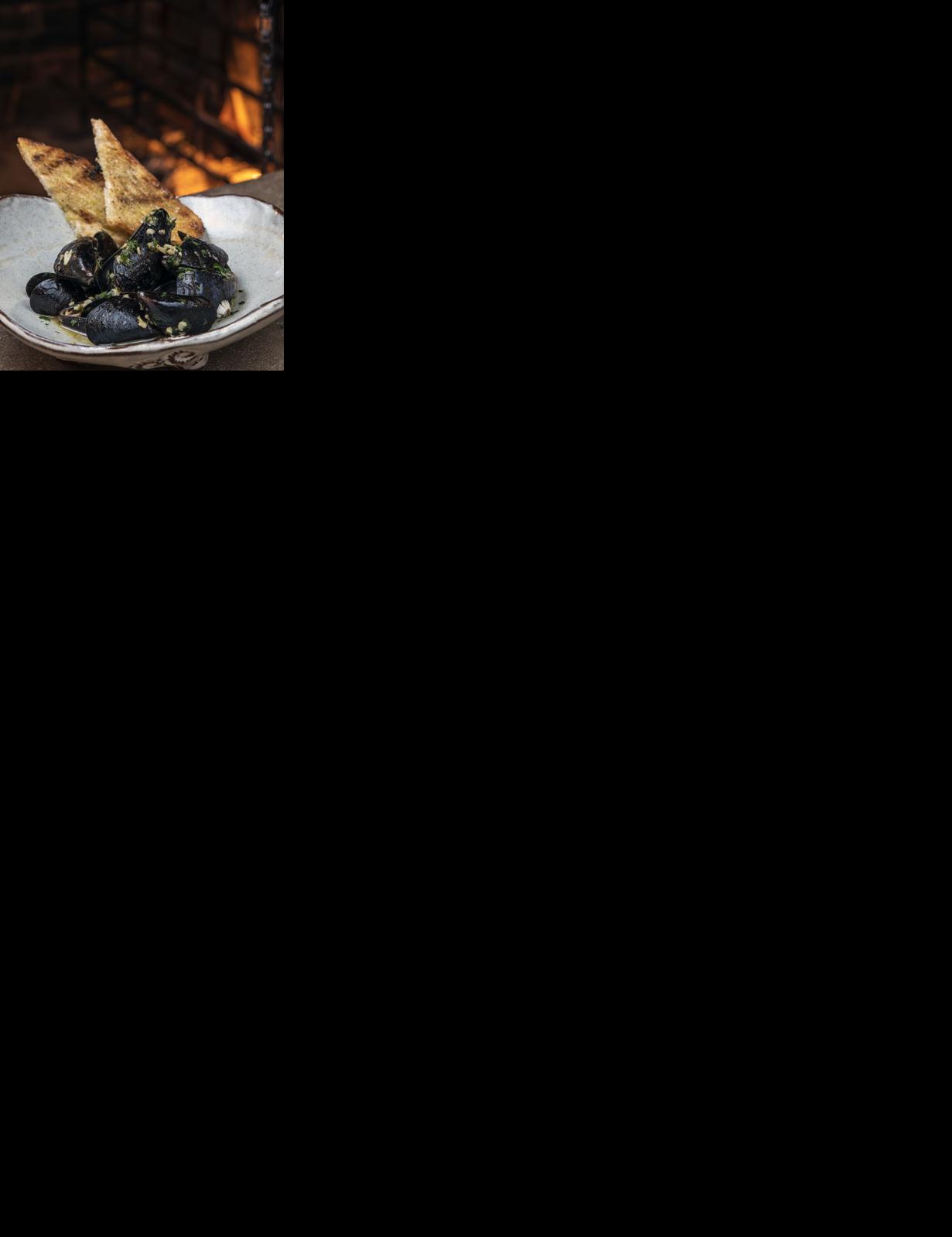 Tara's Steamed Mussels, Grilled Bread and Buttery Broth