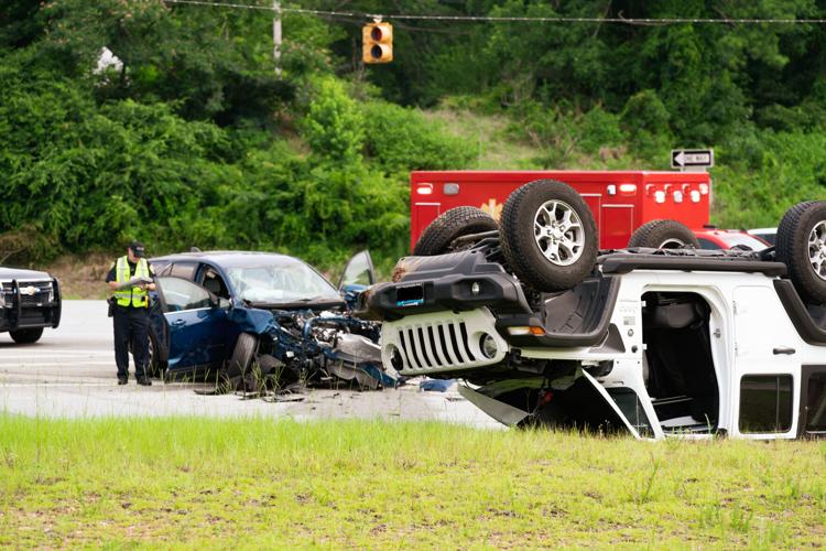 PHOTOS: Roll-over collision on 280 and Dean Rd