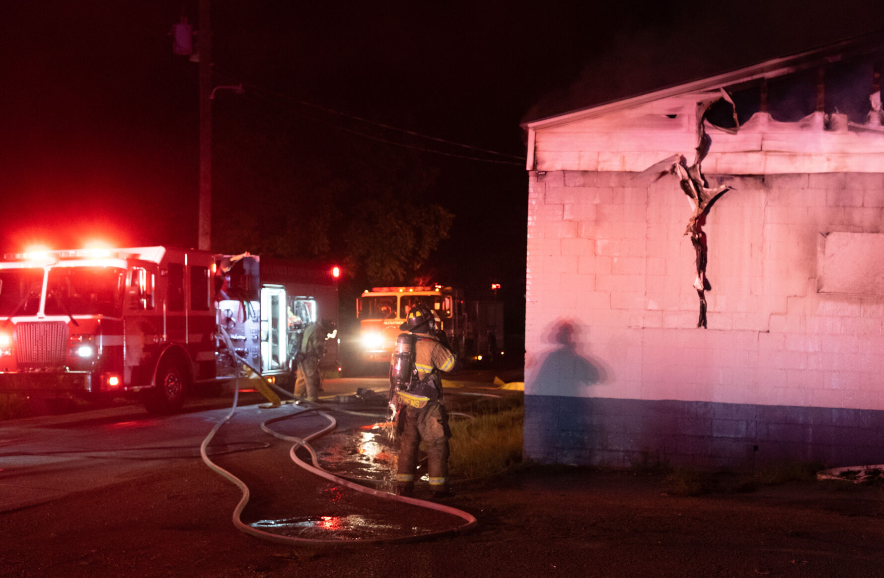 Photos: Firefighters battle blaze at McGhee Furniture Warehouse