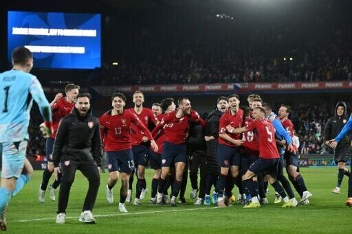 Joy for the Czech Republic team after their penalty shoot-out win over Denmark clinched qualification for the World Cup
