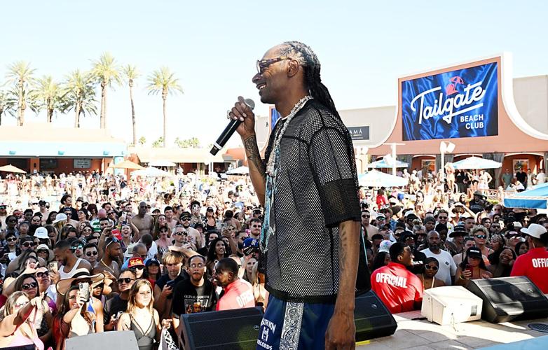 LAS VEGAS, NEVADA - MAY 16: Snoop Dogg performs at the grand opening of Tailgate Beachclub at Mandalay Bay Resort And Casino on May 16, 2026 in Las Vegas, Nevada. (Photo by Denise Truscello/Getty Images for Clique Hospitality)