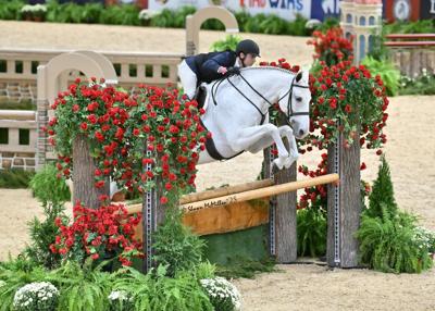 JJ Torano riding Tiara in the Large Junior Hunters at the 2025 Washington International Horse Show, where the pair won the Large Junior Hunter 15 & Under Championship.
Photo by Shawn McMillen.