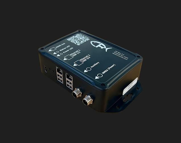 CR Box connects to a boat's NMEA 2000 network and Starlink and runs Viam's open-source software at the edge