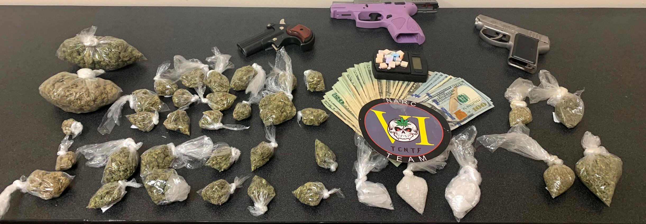 Area law enforcement seize drugs and weapons during arrests