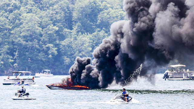 Family escapes injury when boat bursts into flames on Lake Martin