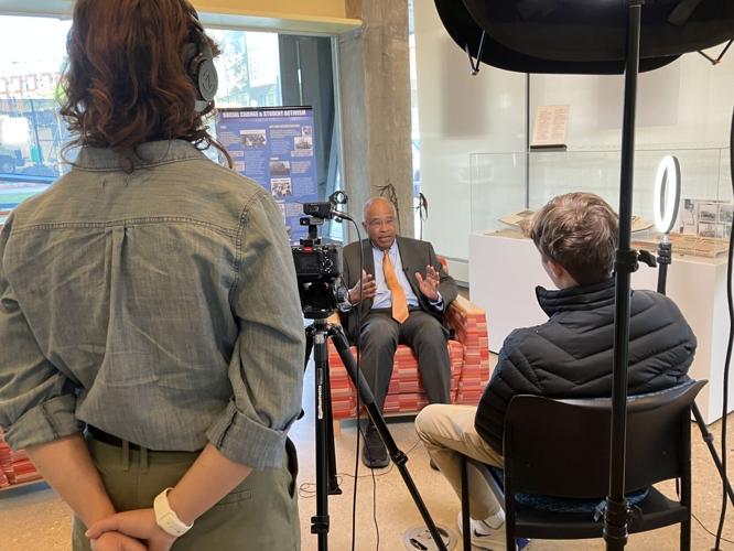 Povich Center students conducting video interviews