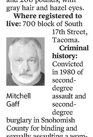 Mitchell Gaff is pictured in 2017 after registering as a sex offender in 2018 in Tacoma, Washington.