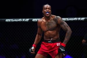 Simeon Powell def. Emiliano Sordi, PFL Sioux Falls at the Sanford Pentagon in Sioux Falls, South Dakota, Saturday, May 2, 2026. (Cooper Neill / PFL)