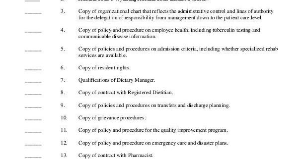 Nursing Home Application Checklist