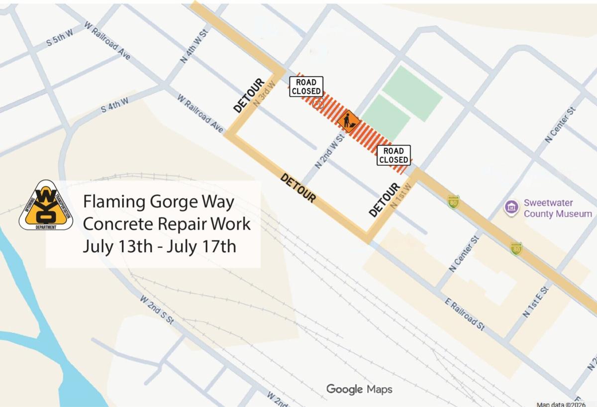 Concrete repairs on Flaming Gorge Way start Monday, July 13