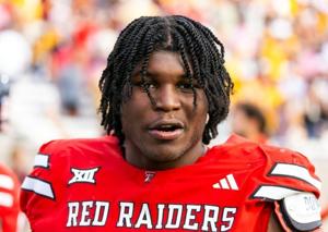 Oct 18, 2025; Tempe, Arizona, USA; Texas Tech Red Raiders linebacker David Bailey (31) reacts as he walks off the field following the game against the Arizona State Sun Devils at Mountain America Stadium. Mandatory Credit: Mark J. Rebilas-Imagn Image
