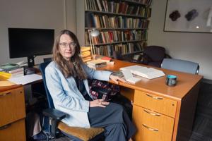 Professor Emily Wilson, in her office at the University of Pennsylvania, in Philadelphia, July 4, 2026.