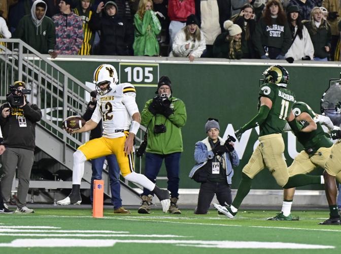 BOISE, ID - OCTOBER 21: Wyoming Cowboys tight end Austin Fort (81) misses a  pass on a third down play during the regular season game between the  Wyoming Cowboys verses the Boise