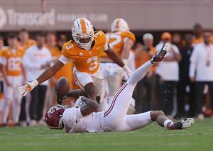Oct 19, 2024; Knoxville, Tennessee, USA; Alabama Crimson Tide wide receiver Ryan Williams (2) is unable to make a catch while