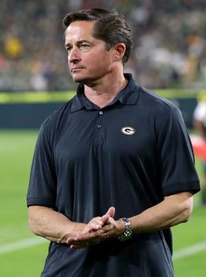 Green Bay Packers president and CEO Ed Policy on the field during Green Bay Packers Family Night on Aug. 2, 2025, at Lambeau Field in Green Bay, Wis.