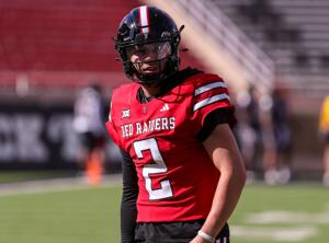 Texas Tech's Brendan Sorsby goes through warmups before the spring football game, Friday, April 17, 2026, at Jones AT&T Stadium.