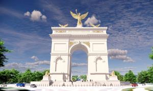 An artist's rendering of U.S. President Donald Trump's proposed 'Independence Arch' is seen in this handout obtained on April 10, 2026. U.S. Commission on Fine Arts/Handout