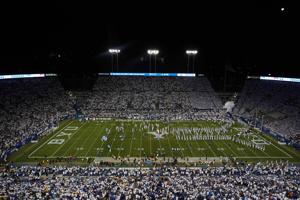 A general overall view of LaVell Edwards Stadium during the game between the BYU Cougars and the Arizona State Sun Devils.