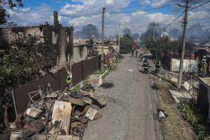 Aftermath of Russian missile and drone attack in Kyiv