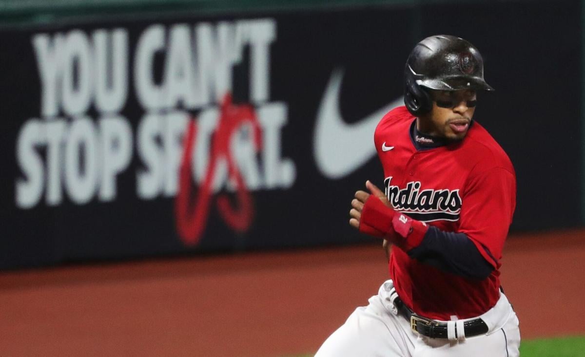 Cleveland Indians shortstop Francisco Lindor rounds third on his way to home plate during the fifth inning of Game 2 of the American League Wild Card Series, Wednesday, Sept. 30, 2020, in Cleveland, Ohio.