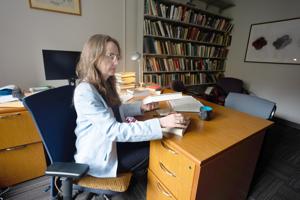 Professor Emily Wilson, in her office at the University of Pennsylvania, in Philadelphia, July 4, 2026.