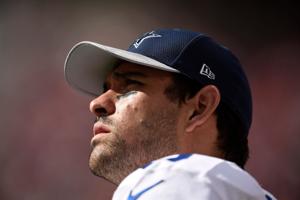 Oct 2, 2016; Santa Clara, CA, USA; Dallas Cowboys quarterback Mark Sanchez (3) looks on from the sideline during the third quarter against the San Francisco 49ers at Levi's Stadium. The Dallas Cowboys won 24-17. Mandatory Credit: Kelvin Kuo-USA TODAY