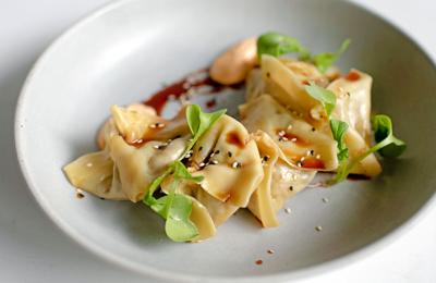 Toasted sesame beef dumplings