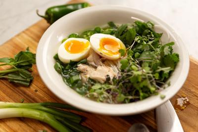 Aromatic, soul-satisfying and herb-filled, this chicken-miso soup is perfect on a rainy, spring day