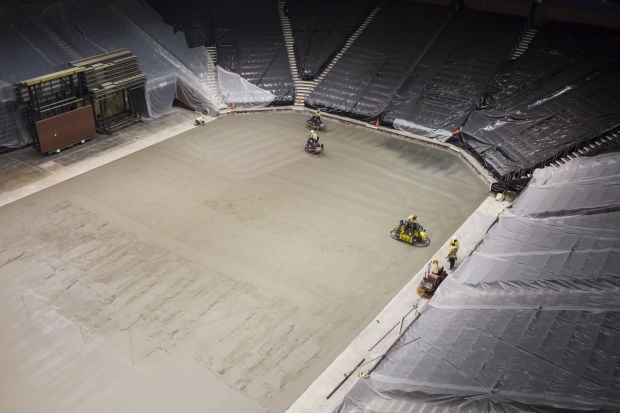 Casper pours concrete for new ice rink at Events Center