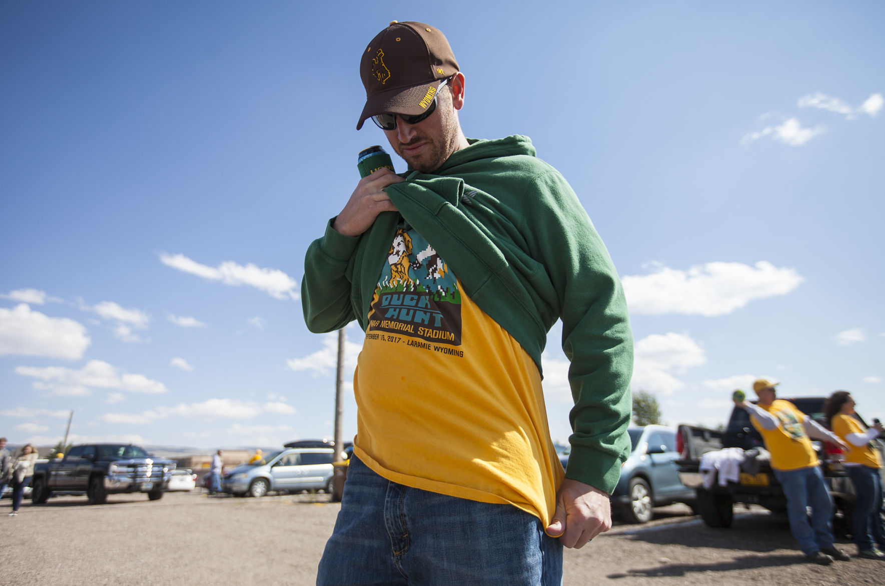 At tailgate park, students celebrate before the big game against