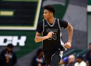 Jan 2, 2026; Mesa, AZ, USA; Dynamic Prep (TX) forward Marcus Spears Jr. (24) against Dream City (AZ) during the HoopHall West Tournament at Skyline High School. Mandatory Credit: Mark J. Rebilas-Imagn Images