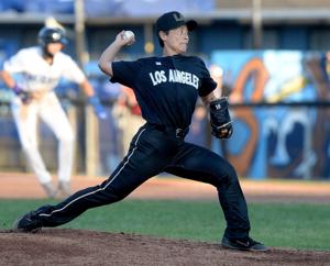 Los Angeles Queens' Ayami Sato pitches against the New York  Heights during the game Thursday, August 27, 2026.