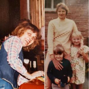 Judy Weaver is pictured in two photos, including with her two children.